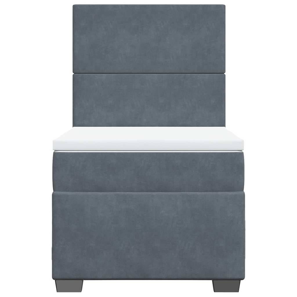 vidaXL Κρεβάτι Boxspring με Στρώμα Σκούρο Γκρι 90x200 εκ. Βελούδινο