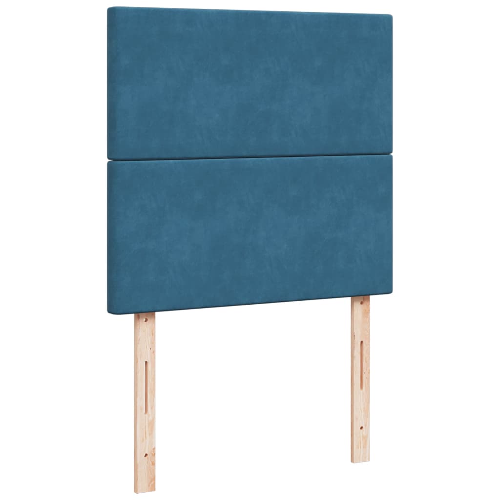 vidaXL Κρεβάτι Boxspring με Στρώμα Μπλε 90x200 εκ. Βελούδινο
