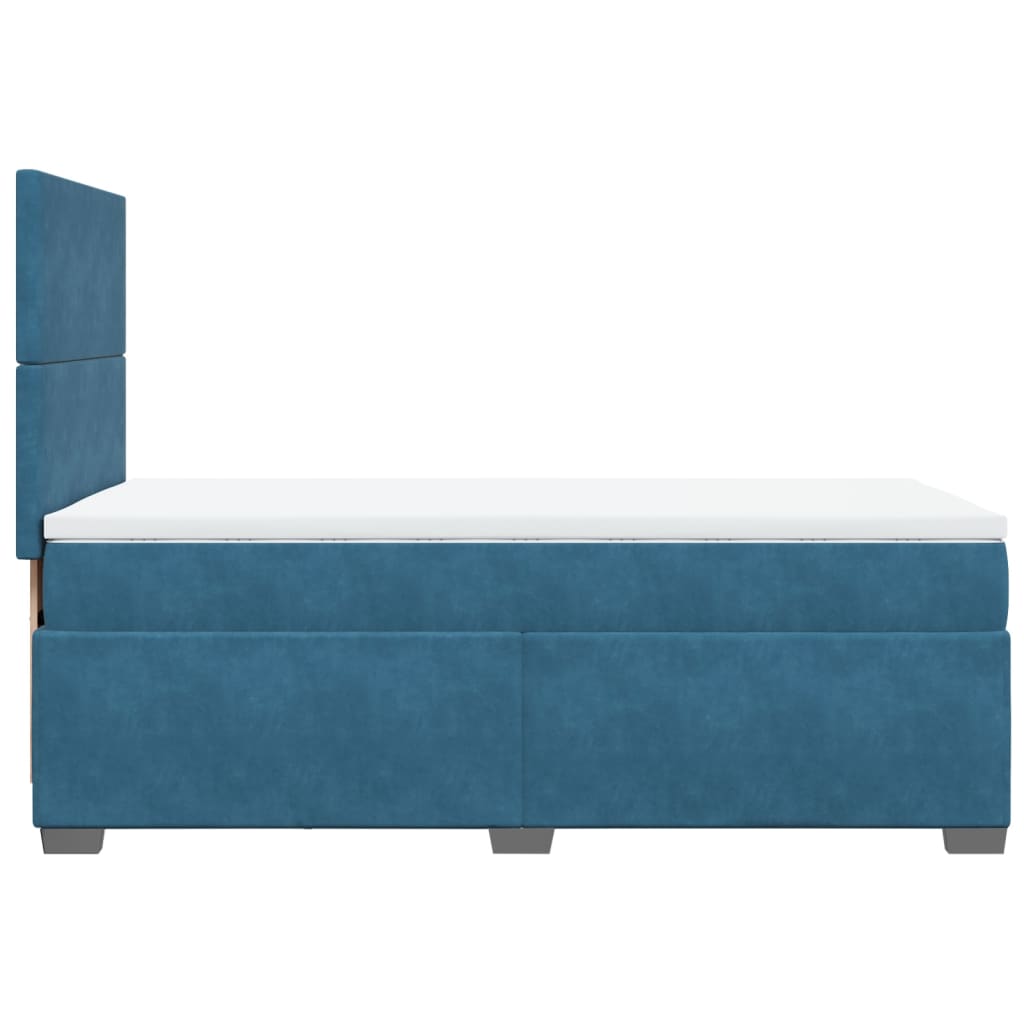 vidaXL Κρεβάτι Boxspring με Στρώμα Μπλε 90x200 εκ. Βελούδινο