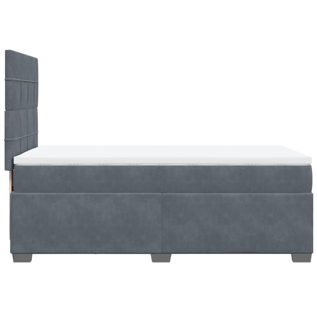 vidaXL Κρεβάτι Boxspring με Στρώμα Σκούρο Γκρι 90x200 εκ. Βελούδινο