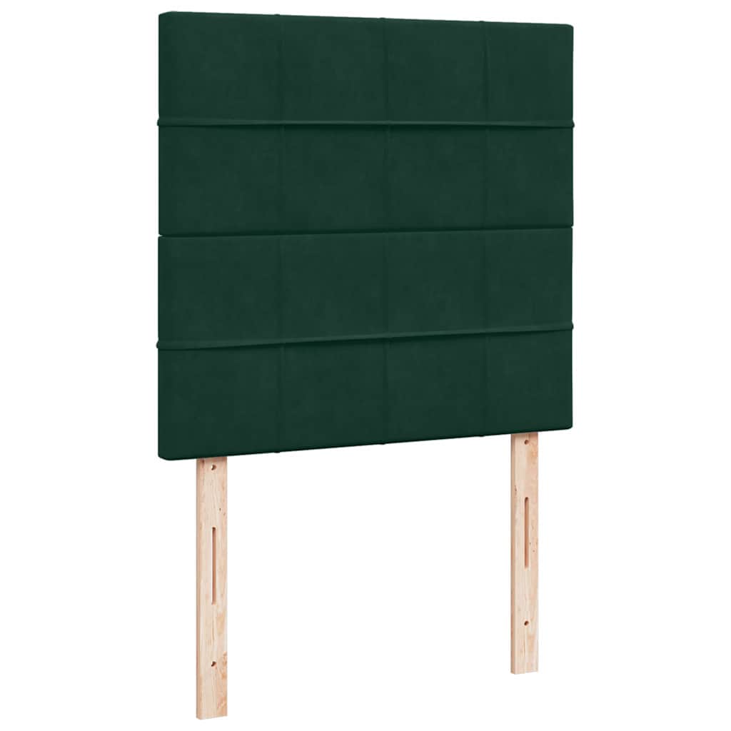 vidaXL Κρεβάτι Boxspring με Στρώμα Σκούρο Πράσινο 90x200 εκ. Βελούδινο