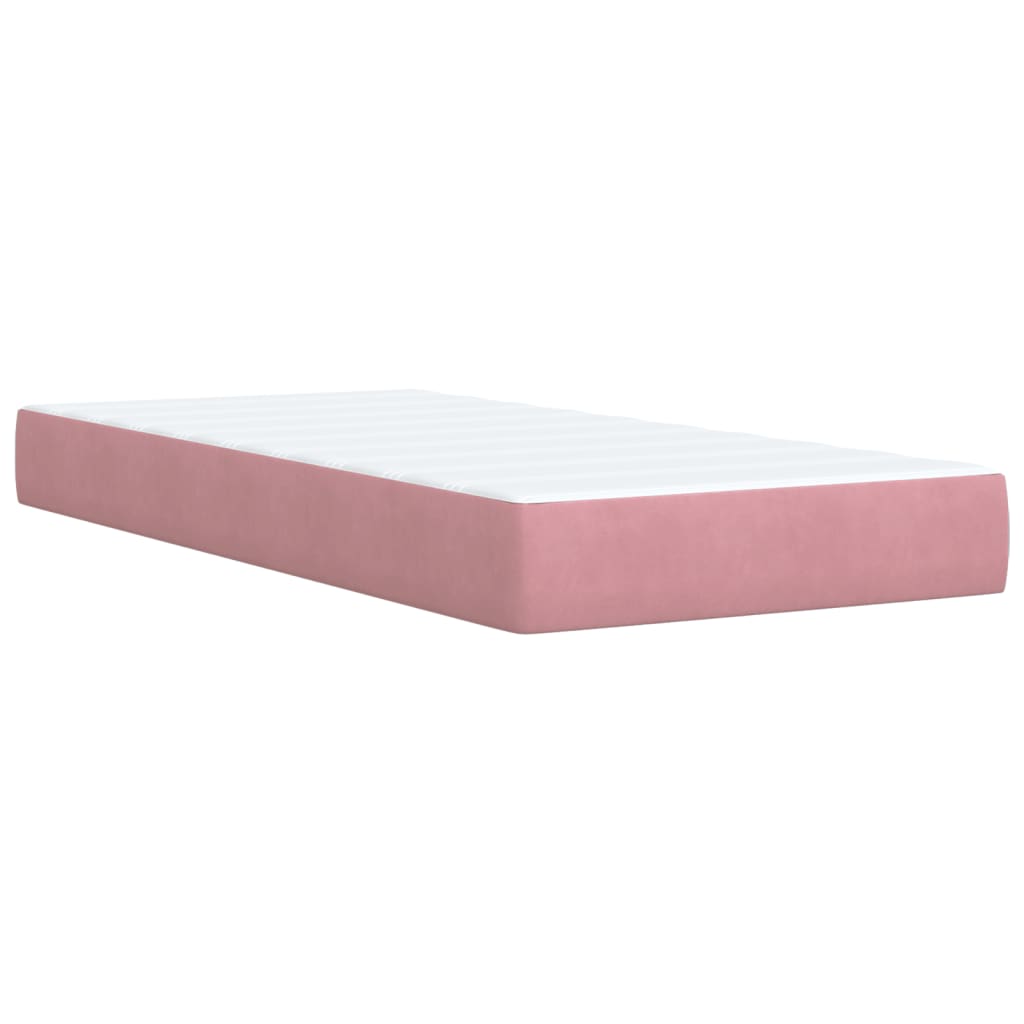 vidaXL Κρεβάτι Boxspring με Στρώμα Ροζ 90x200 εκ. Βελούδινο