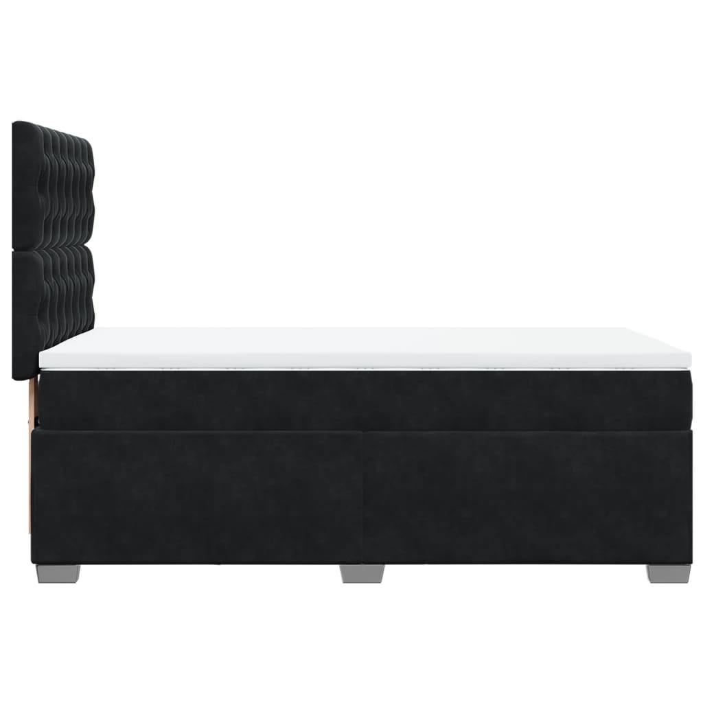 vidaXL Κρεβάτι Boxspring με Στρώμα Μαύρο 90x200 εκ. Βελούδινο