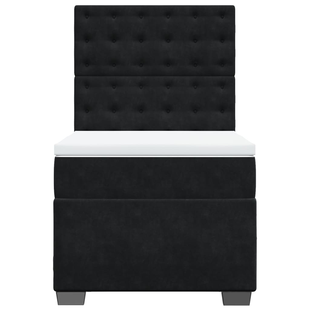 vidaXL Κρεβάτι Boxspring με Στρώμα Μαύρο 90x200 εκ. Βελούδινο