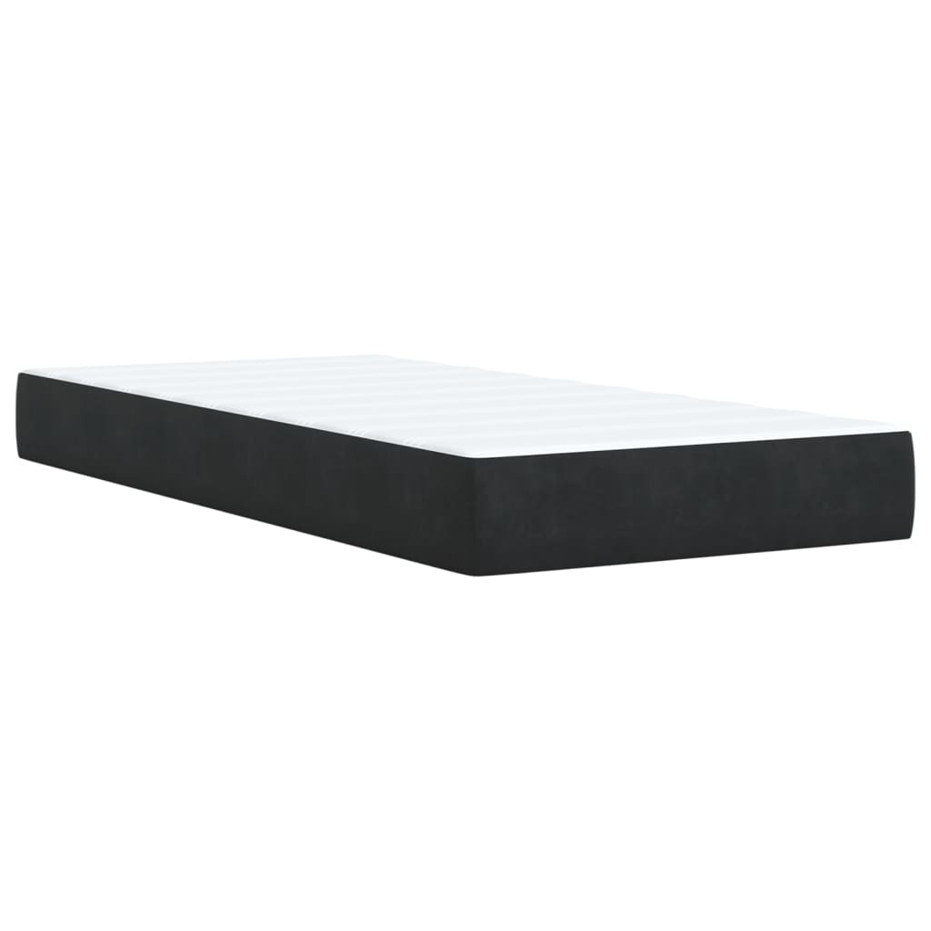 vidaXL Κρεβάτι Boxspring με Στρώμα Μαύρο 90x200 εκ. Βελούδινο