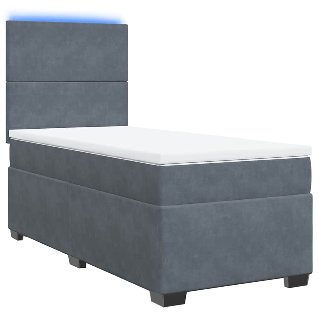 vidaXL Κρεβάτι Boxspring με Στρώμα Σκούρο Γκρι 100x200 εκ. Βελούδινο