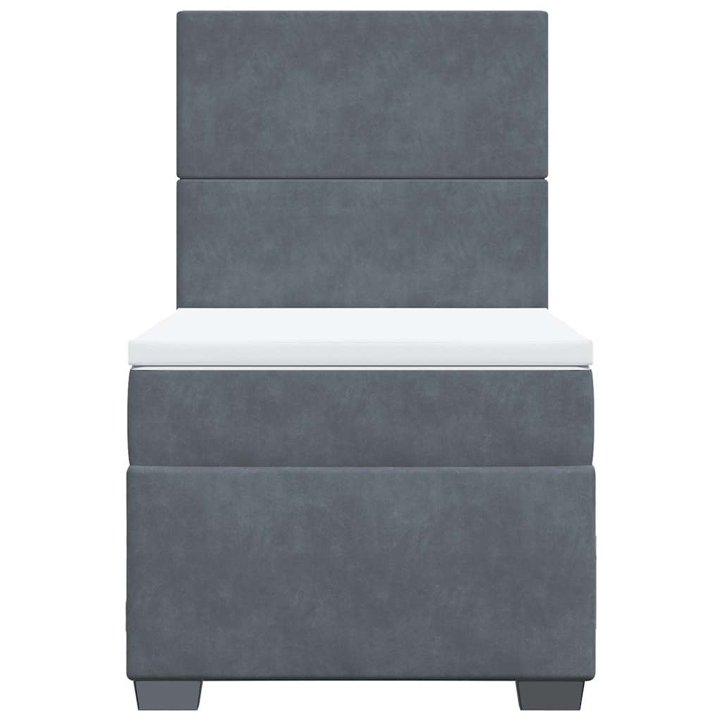 vidaXL Κρεβάτι Boxspring με Στρώμα Σκούρο Γκρι 100x200 εκ. Βελούδινο
