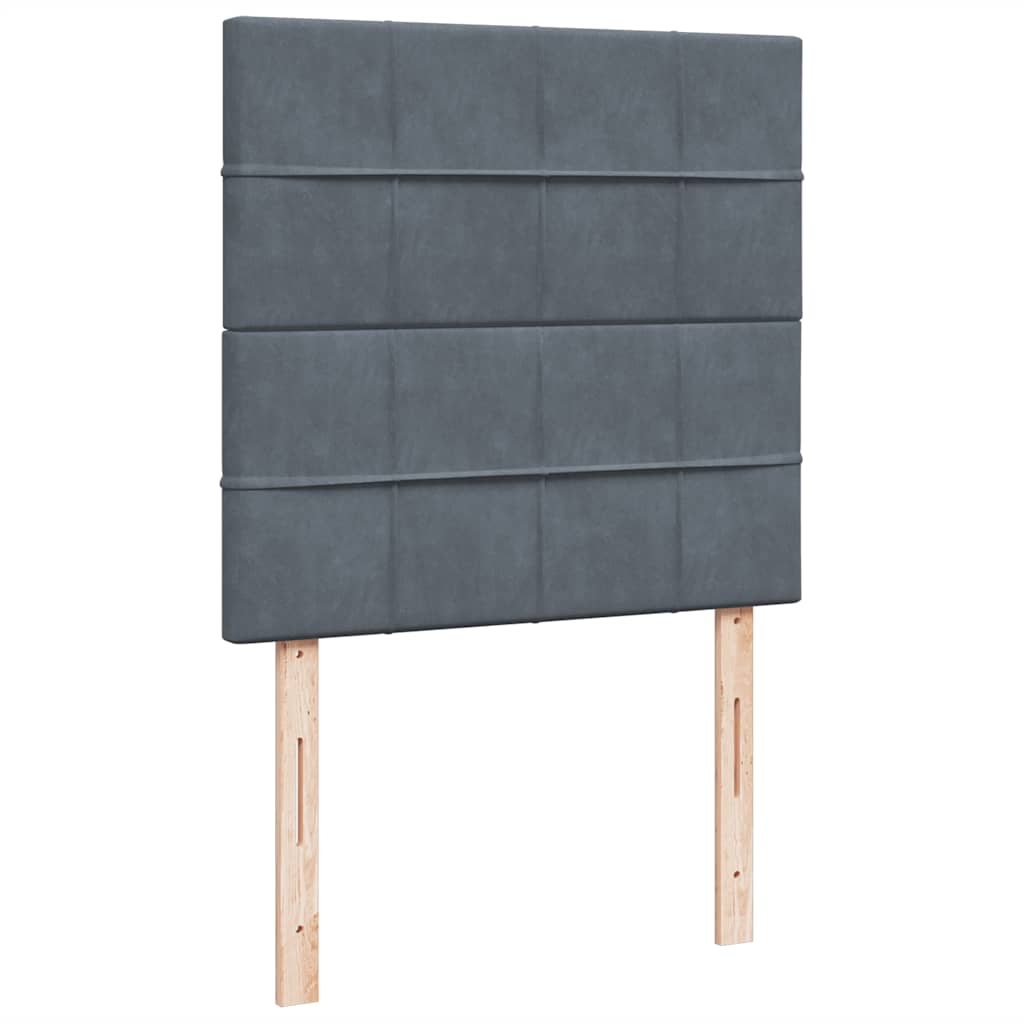 vidaXL Κρεβάτι Boxspring με Στρώμα Σκούρο Γκρι 100x200 εκ. Βελούδινο