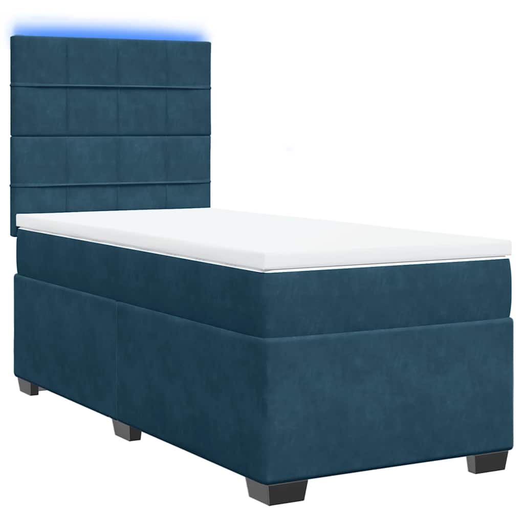 vidaXL Κρεβάτι Boxspring με Στρώμα Μπλε 100x200 εκ. Βελούδινο
