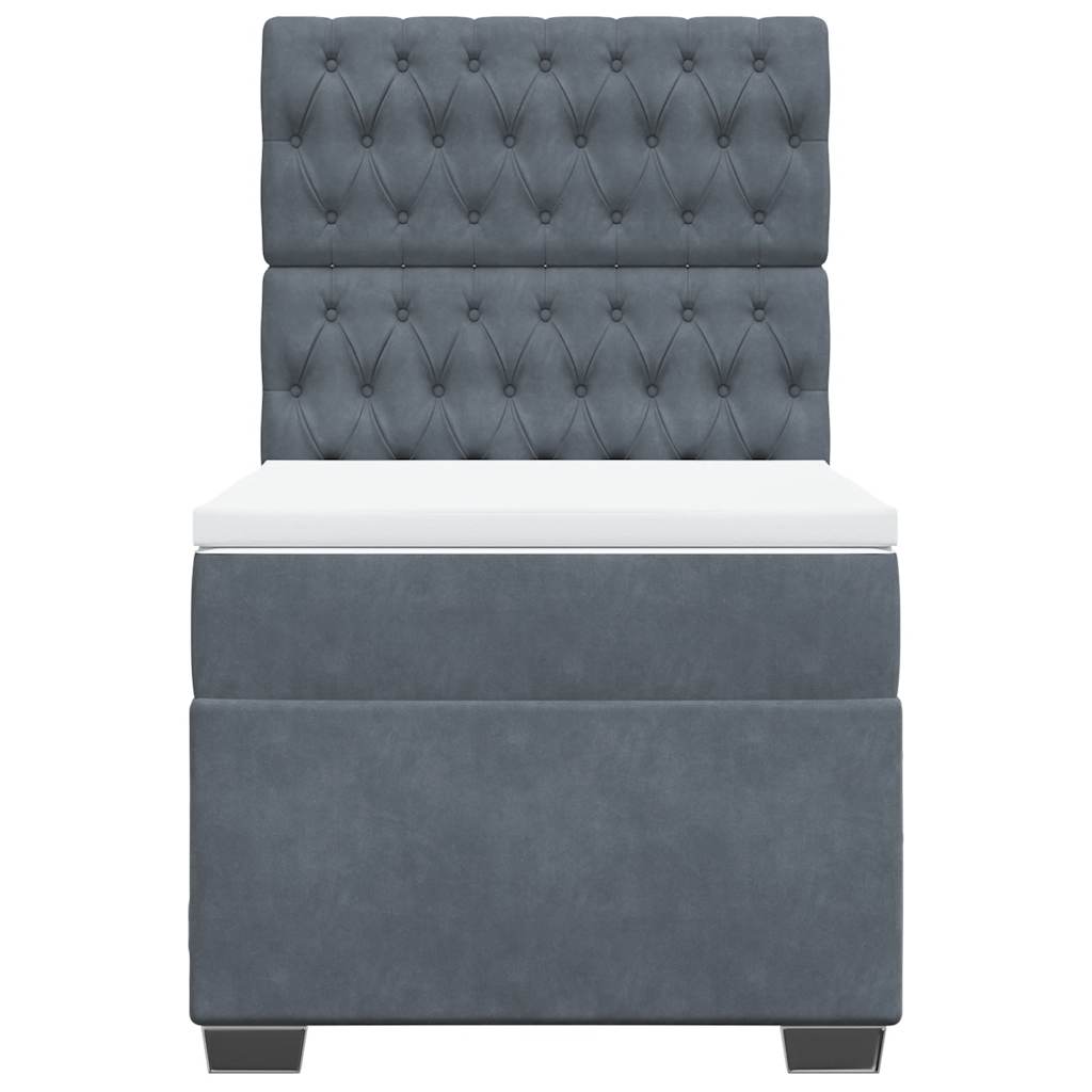 vidaXL Κρεβάτι Boxspring με Στρώμα Σκούρο Γκρι 100x200 εκ. Βελούδινο