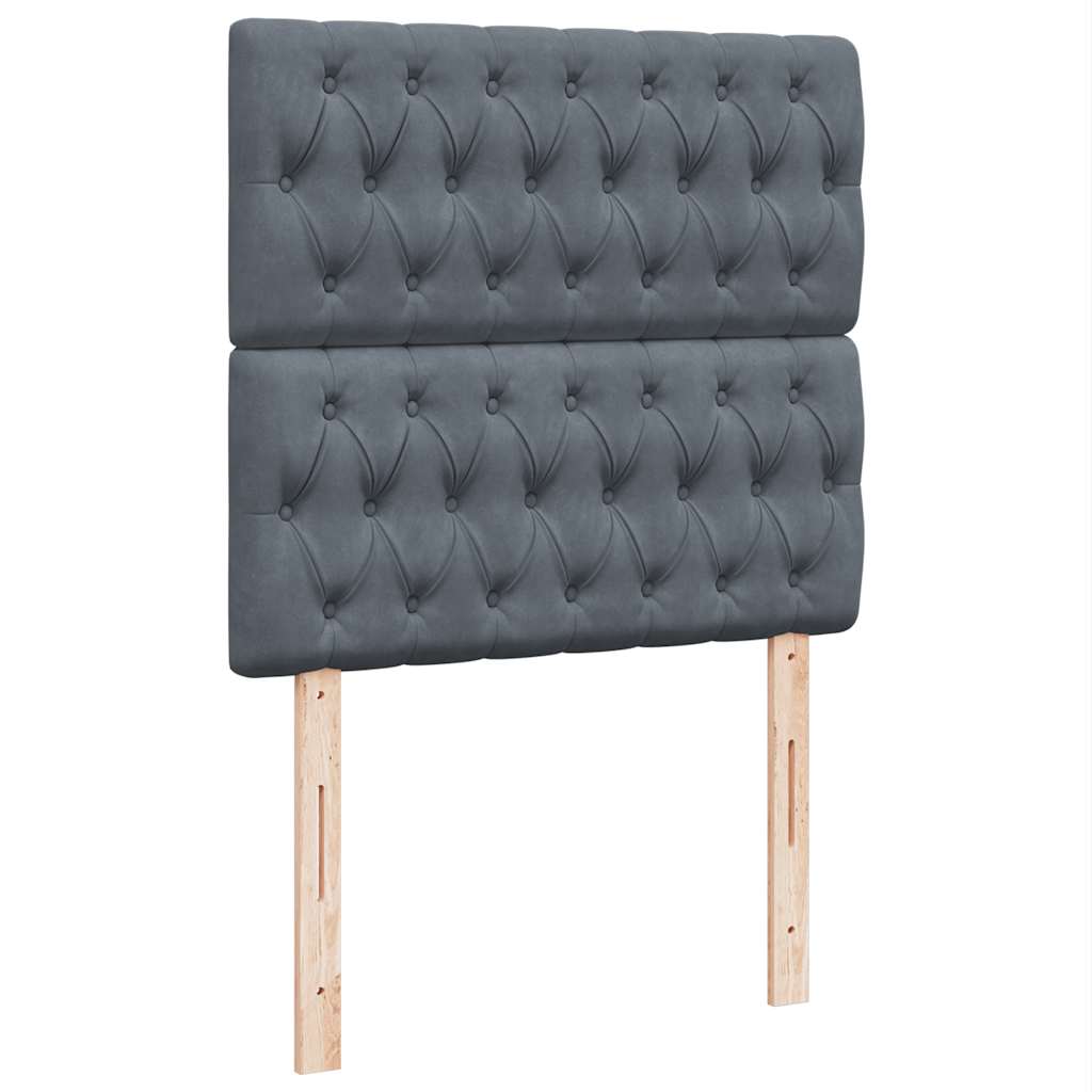 vidaXL Κρεβάτι Boxspring με Στρώμα Σκούρο Γκρι 100x200 εκ. Βελούδινο