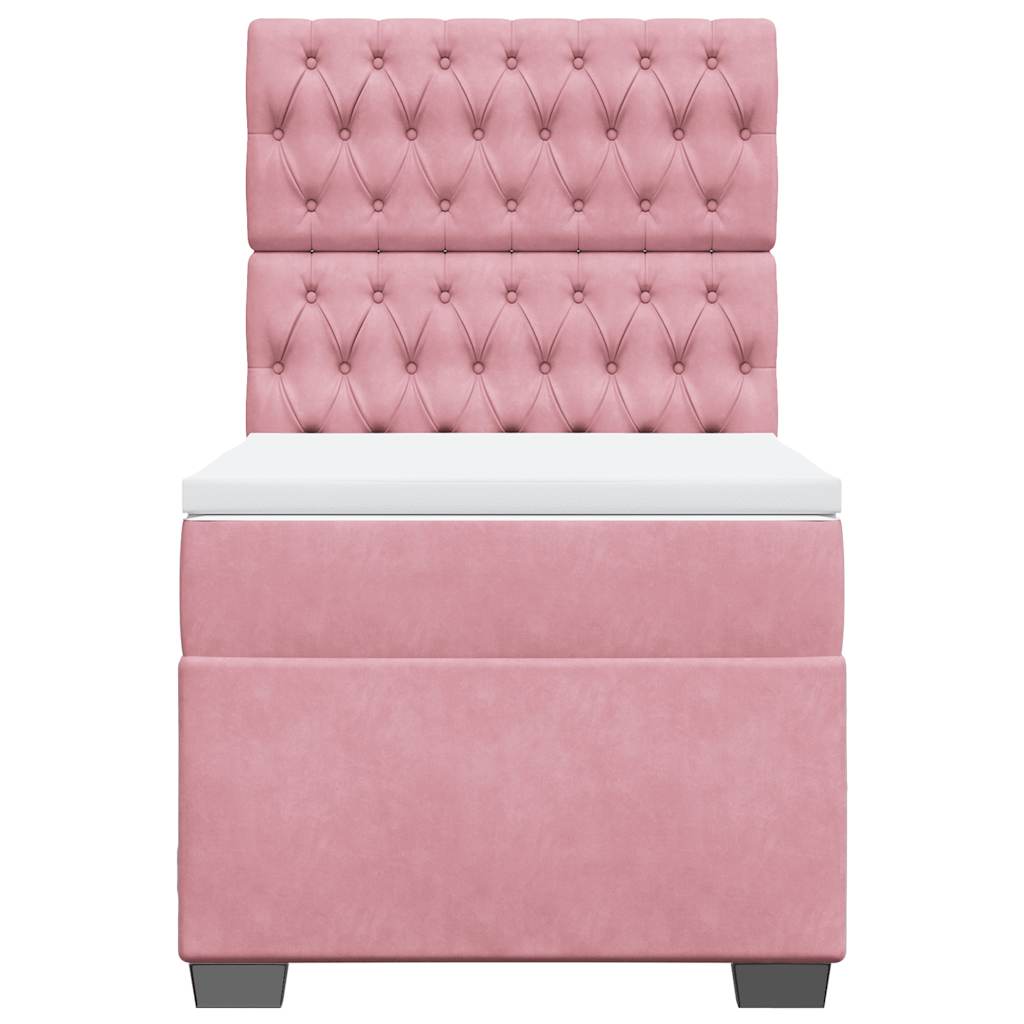 vidaXL Κρεβάτι Boxspring με Στρώμα Ροζ 100x200 εκ. Βελούδινο