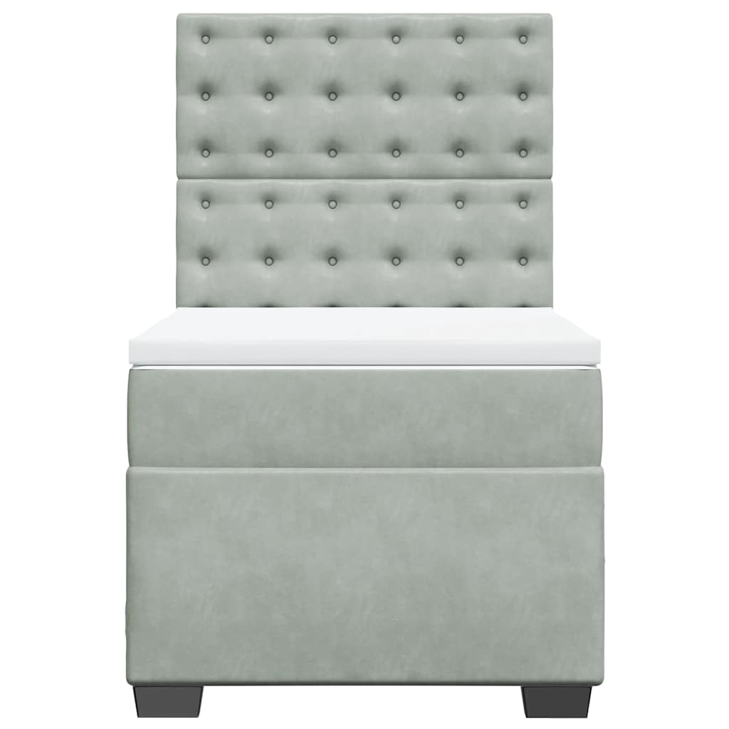 vidaXL Κρεβάτι Boxspring με Στρώμα Ανοιχτό Γκρι 100x200 εκ. Βελούδινο