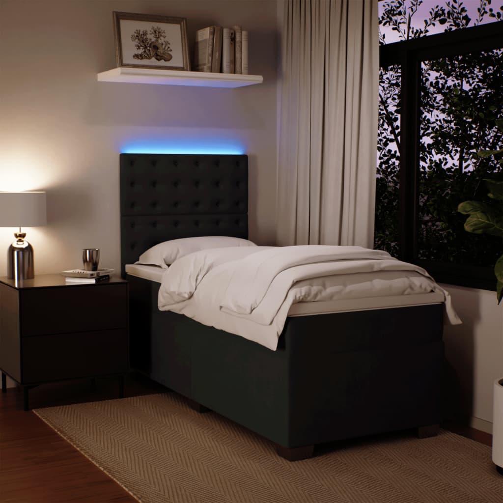 vidaXL Κρεβάτι Boxspring με Στρώμα Μαύρο 100x200 εκ. Βελούδινο