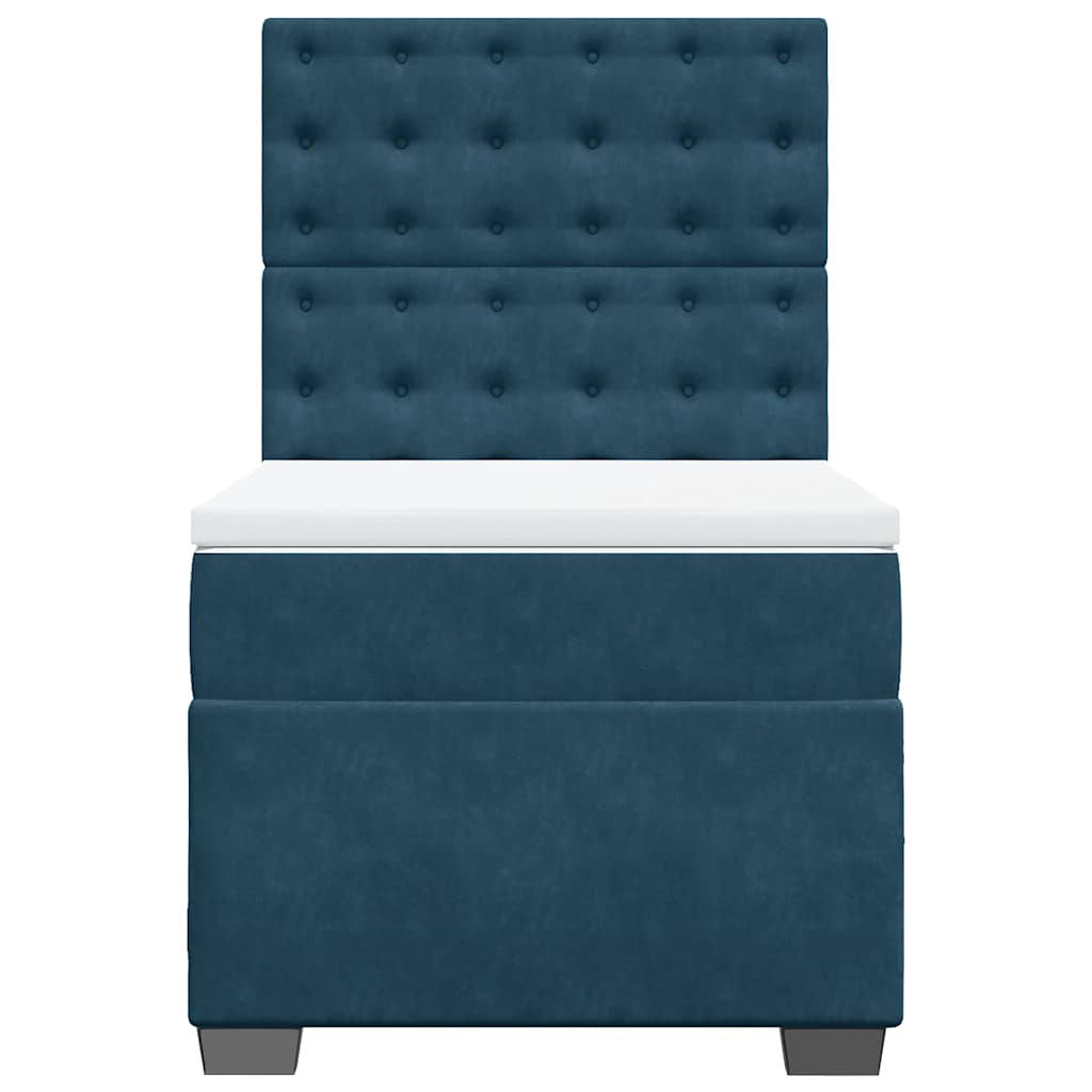 vidaXL Κρεβάτι Boxspring με Στρώμα Μπλε 100x200 εκ. Βελούδινο