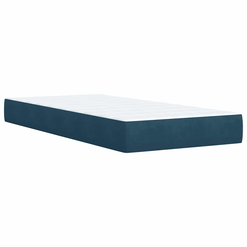 vidaXL Κρεβάτι Boxspring με Στρώμα Μπλε 100x200 εκ. Βελούδινο
