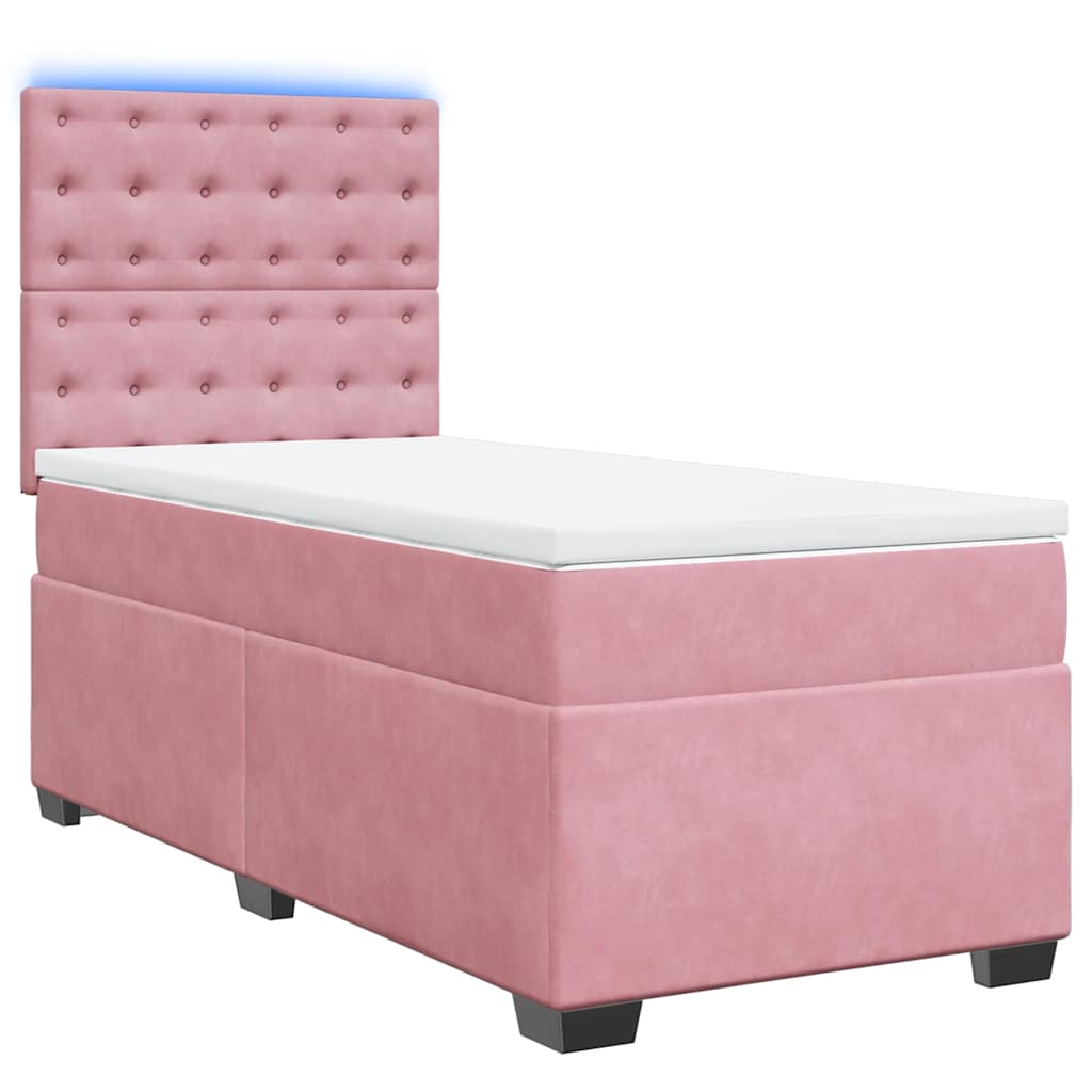 vidaXL Κρεβάτι Boxspring με Στρώμα Ροζ 100x200 εκ. Βελούδινο