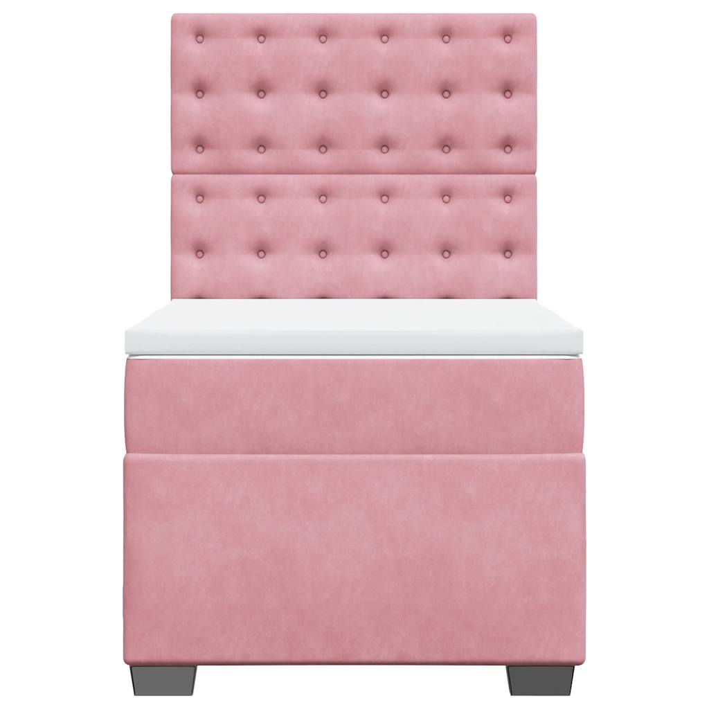 vidaXL Κρεβάτι Boxspring με Στρώμα Ροζ 100x200 εκ. Βελούδινο