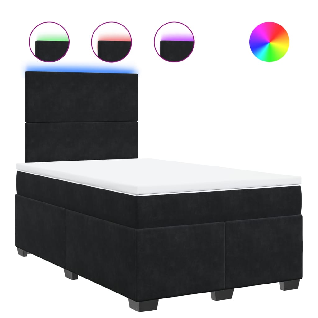 vidaXL Κρεβάτι Boxspring με Στρώμα Μαύρο 120x190 εκ. Βελούδινο