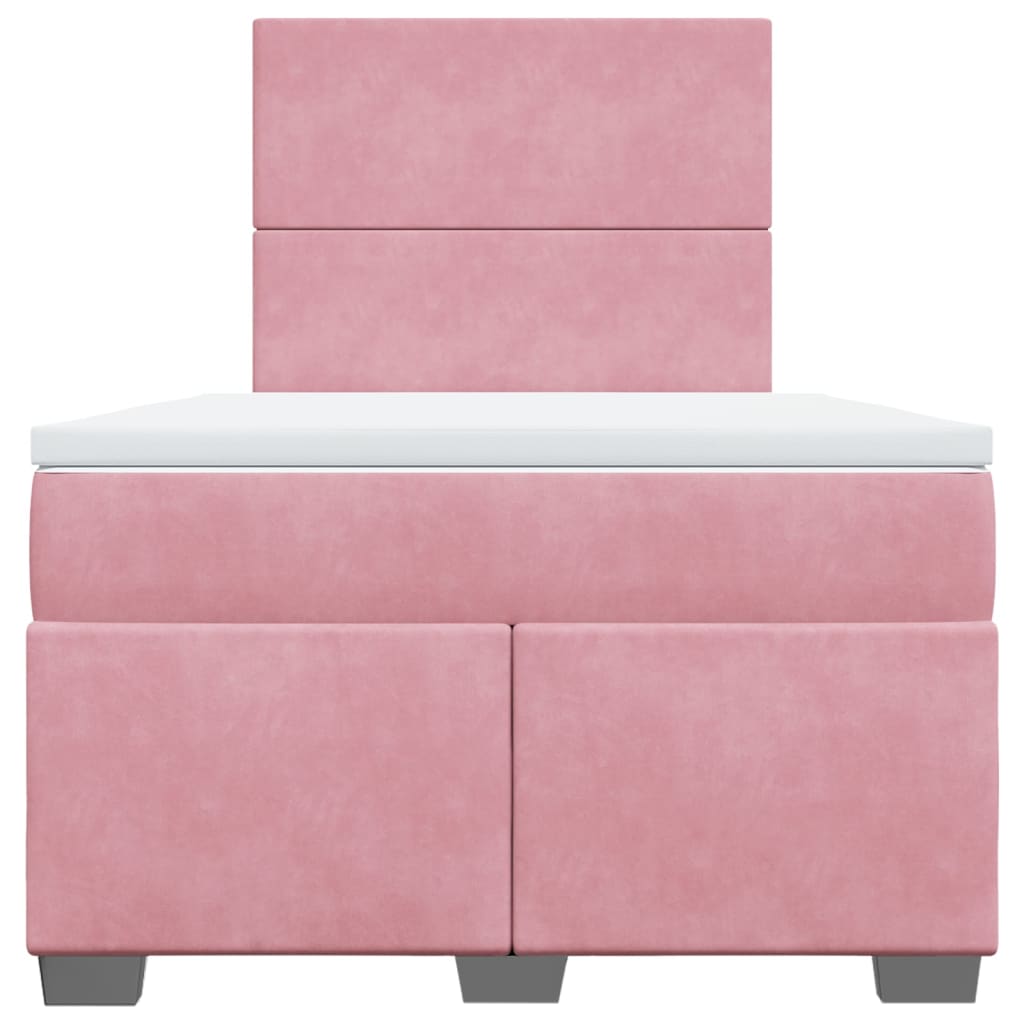 vidaXL Κρεβάτι Boxspring με Στρώμα Ροζ 120x190 εκ. Βελούδινο