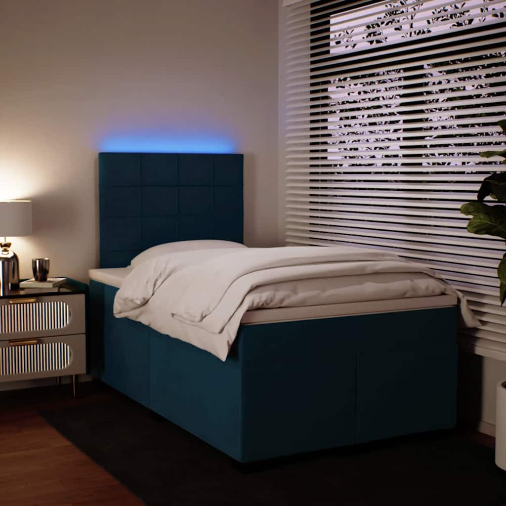 vidaXL Κρεβάτι Boxspring με Στρώμα Μπλε 120x190 εκ. Βελούδινο