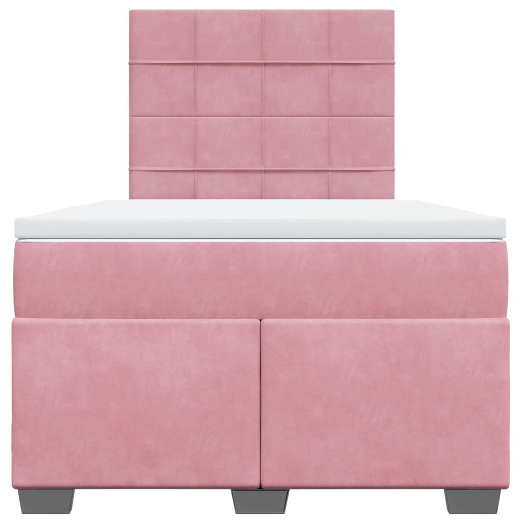 vidaXL Κρεβάτι Boxspring με Στρώμα Ροζ 120x190 εκ. Βελούδινο