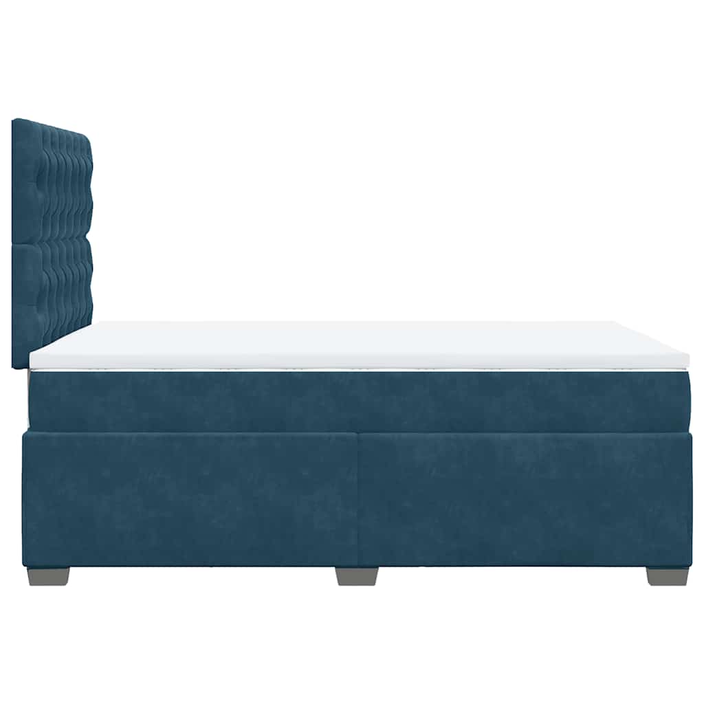 vidaXL Κρεβάτι Boxspring με Στρώμα Μπλε 120x190 εκ. Βελούδινο