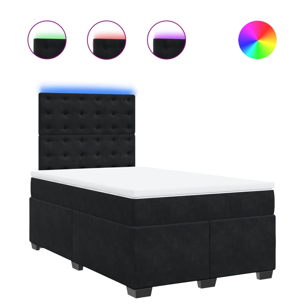 vidaXL Κρεβάτι Boxspring με Στρώμα Μαύρο 120x190 εκ. Βελούδινο