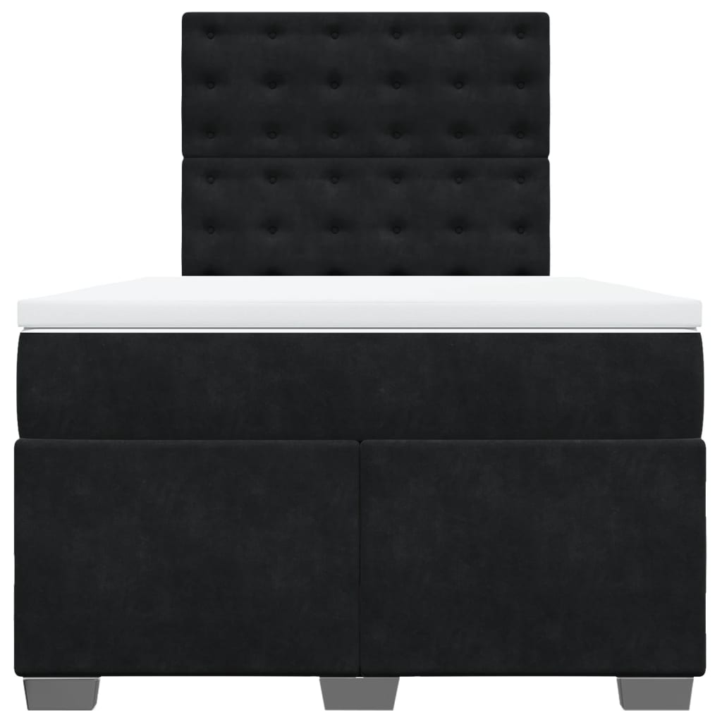 vidaXL Κρεβάτι Boxspring με Στρώμα Μαύρο 120x190 εκ. Βελούδινο