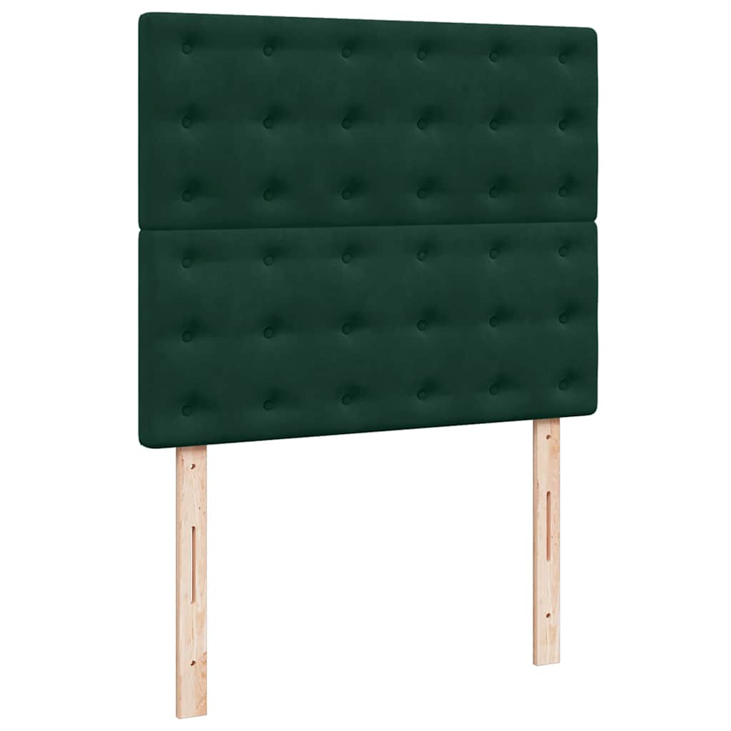 vidaXL Κρεβάτι Boxspring με Στρώμα Σκούρο Πράσινο 120x190εκ. Βελούδινο