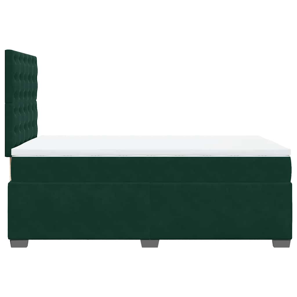 vidaXL Κρεβάτι Boxspring με Στρώμα Σκούρο Πράσινο 120x190εκ. Βελούδινο