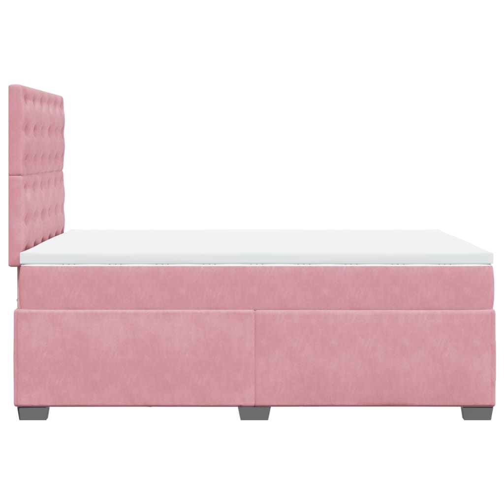 vidaXL Κρεβάτι Boxspring με Στρώμα Ροζ 120x190 εκ. Βελούδινο