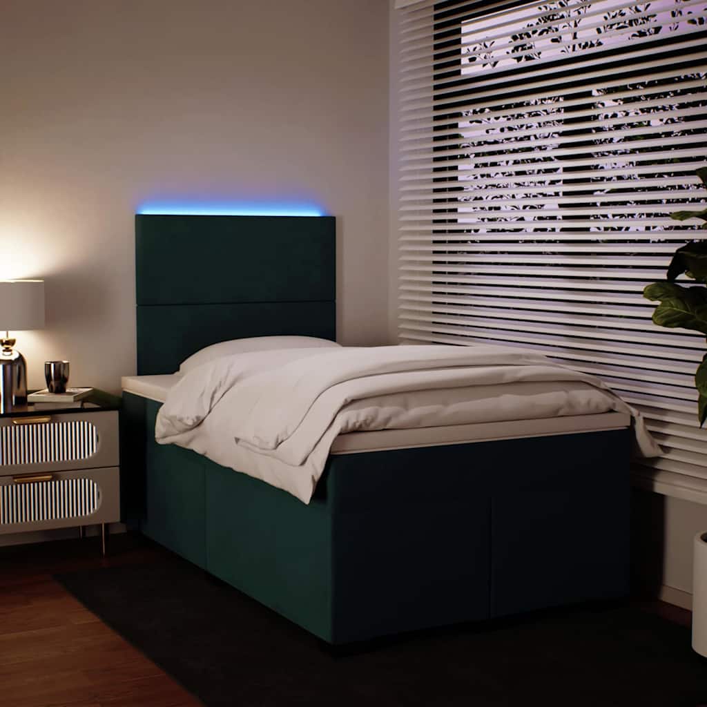 vidaXL Κρεβάτι Boxspring με Στρώμα Σκούρο Πράσινο 120x200εκ. Βελούδινο