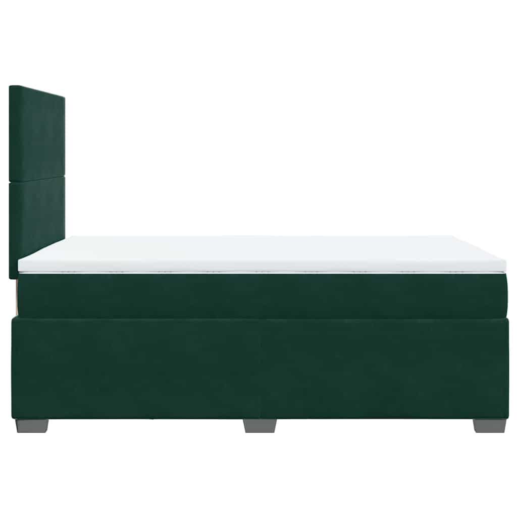 vidaXL Κρεβάτι Boxspring με Στρώμα Σκούρο Πράσινο 120x200εκ. Βελούδινο