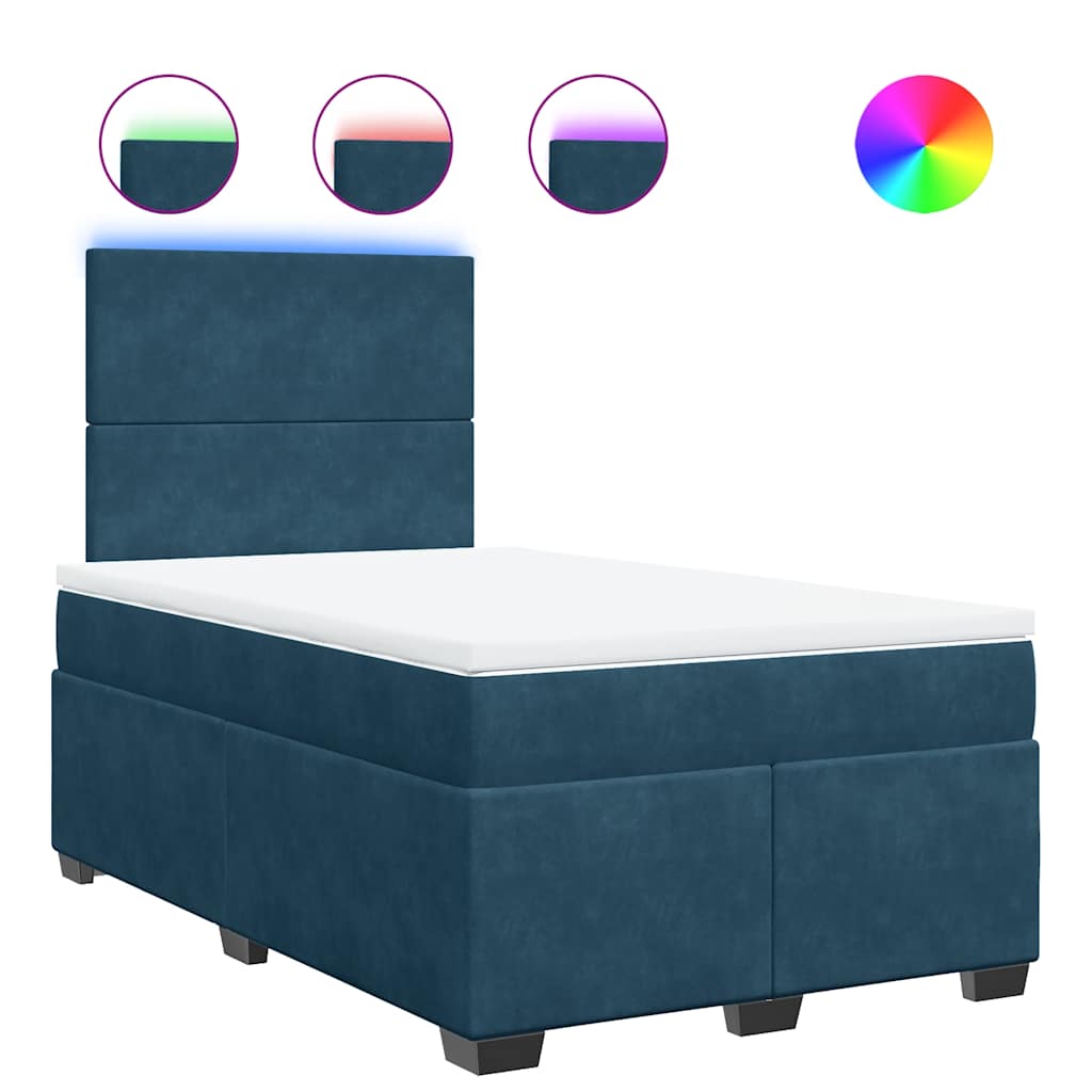vidaXL Κρεβάτι Boxspring με Στρώμα Μπλε 120x200 εκ. Βελούδινο
