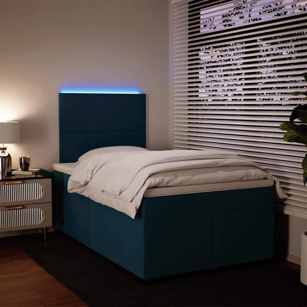 vidaXL Κρεβάτι Boxspring με Στρώμα Μπλε 120x200 εκ. Βελούδινο