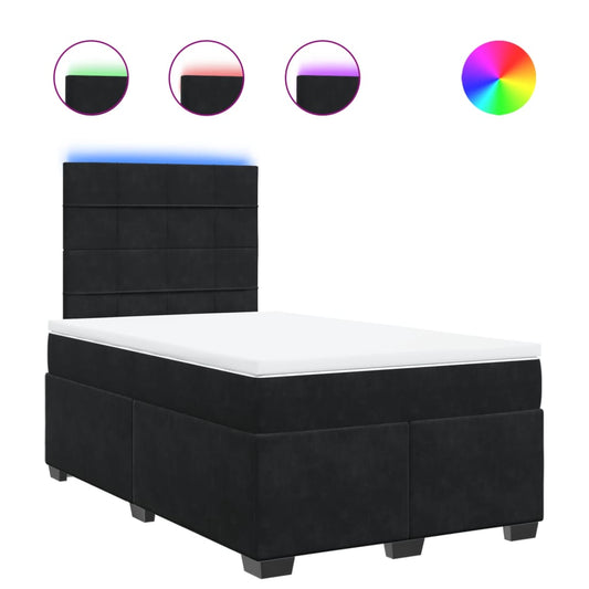 vidaXL Κρεβάτι Boxspring με Στρώμα Μαύρο 120 x 200 εκ. Βελούδινο