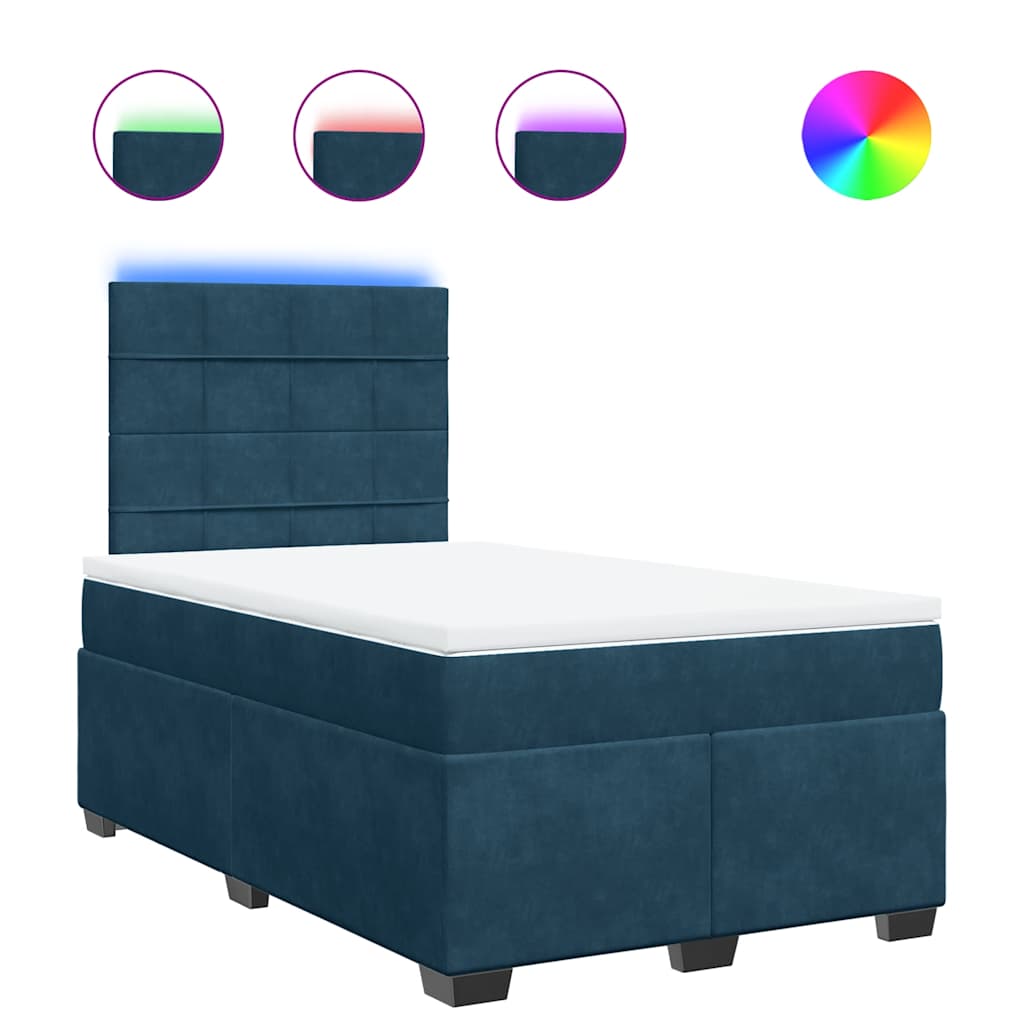 vidaXL Κρεβάτι Boxspring με Στρώμα Μπλε 120x200 εκ. Βελούδινο