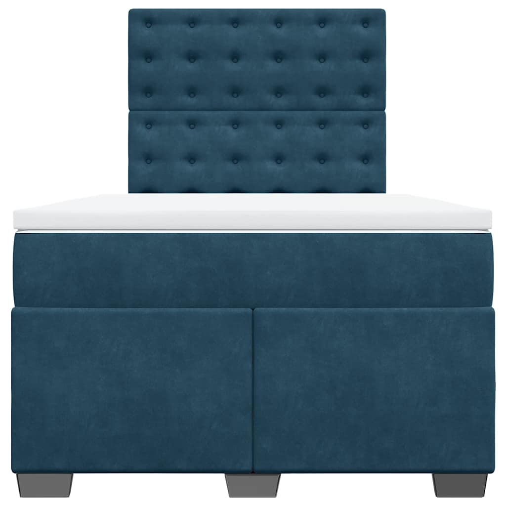 vidaXL Κρεβάτι Boxspring με Στρώμα Μπλε 120x200 εκ. Βελούδινο