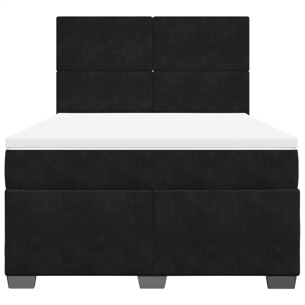 vidaXL Κρεβάτι Boxspring με Στρώμα Μαύρο 140x190 εκ. Βελούδινο