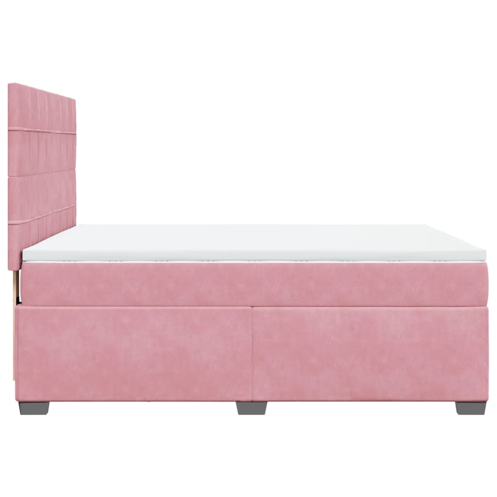 vidaXL Κρεβάτι Boxspring με Στρώμα Ροζ 140x190 εκ. Βελούδινο