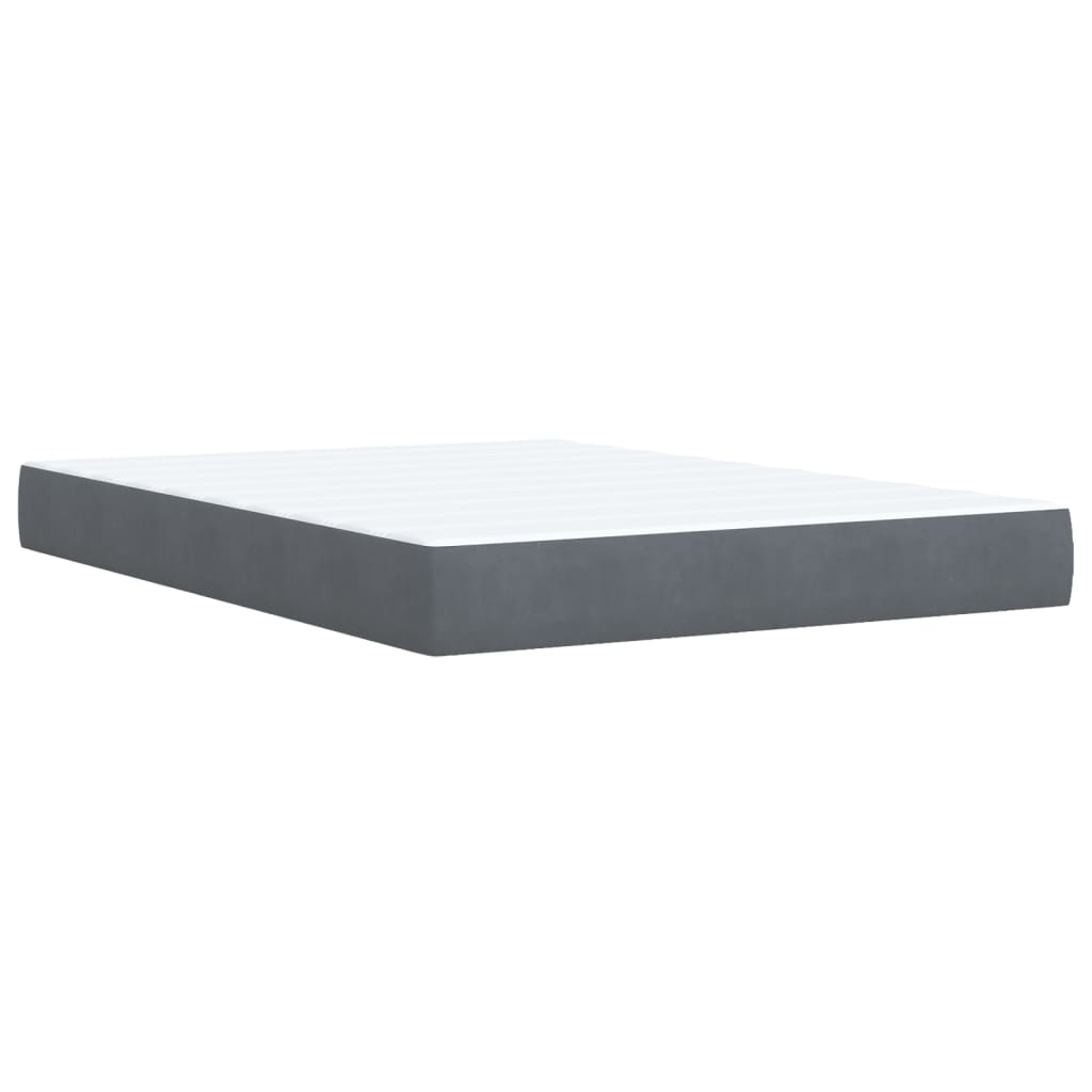vidaXL Κρεβάτι Boxspring με Στρώμα Σκούρο Γκρι 140x190 εκ. Βελούδινο