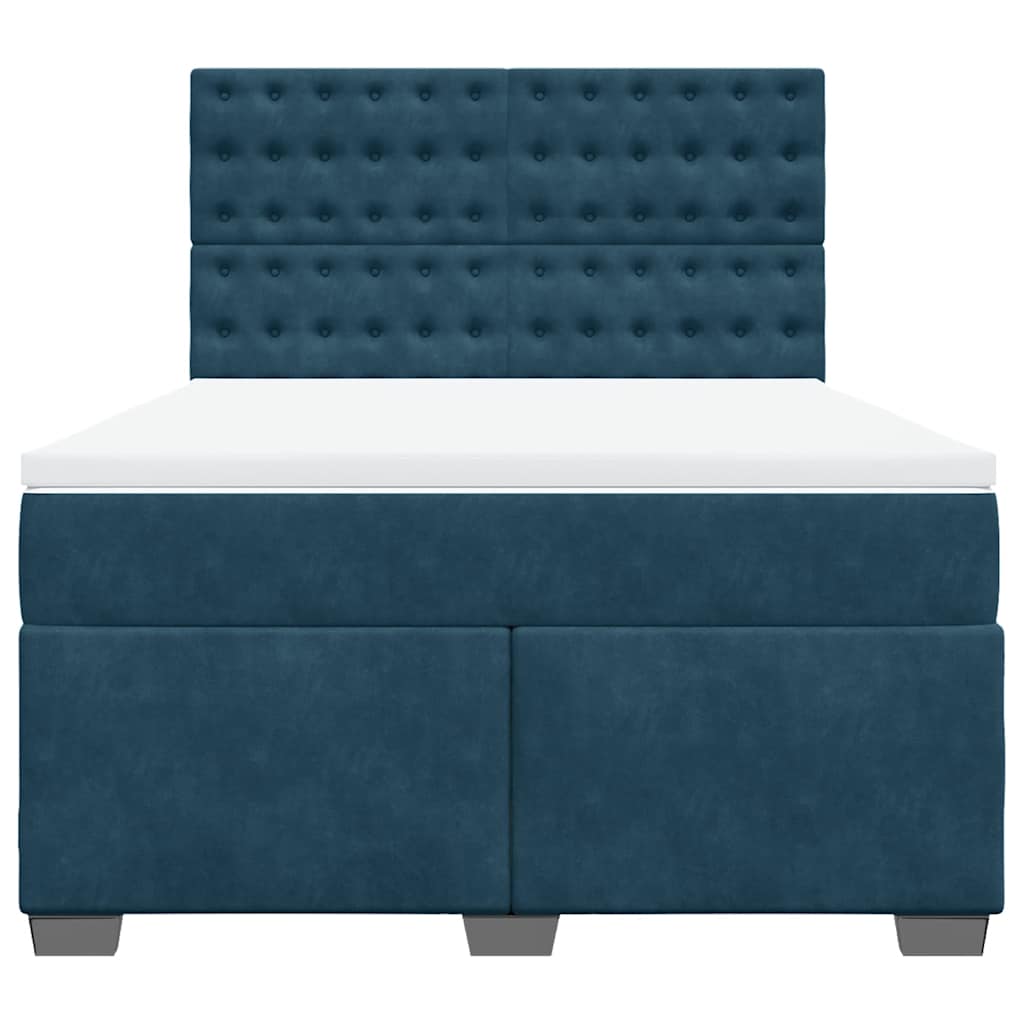 vidaXL Κρεβάτι Boxspring με Στρώμα Μπλε 140x190 εκ. Βελούδινο