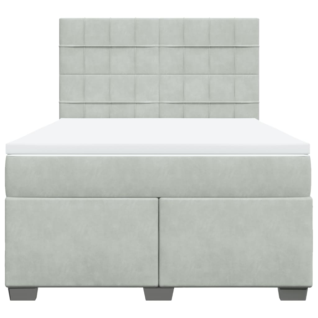 vidaXL Κρεβάτι Boxspring με Στρώμα Ανοιχτό Γκρι 140x200 εκ. Βελούδινο