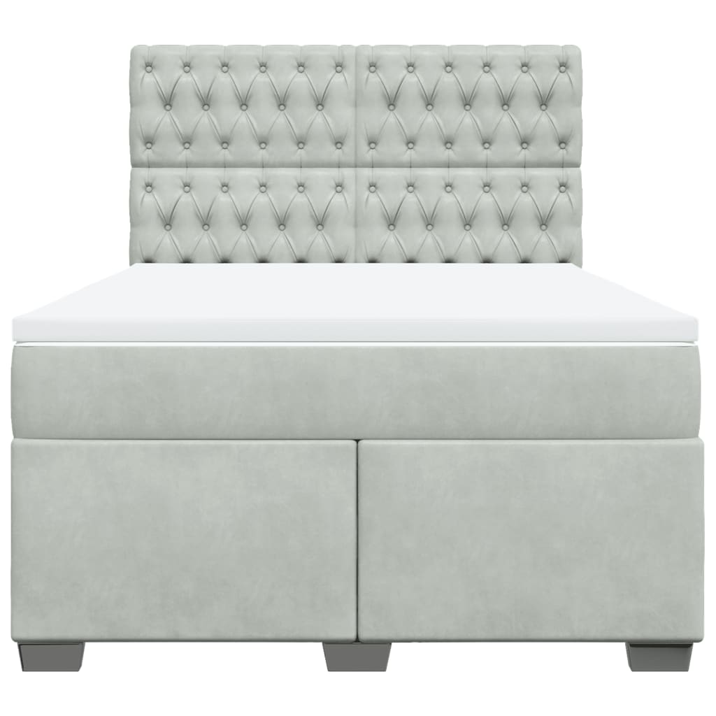 vidaXL Κρεβάτι Boxspring με Στρώμα Ανοιχτό Γκρι 140x200 εκ. Βελούδινο