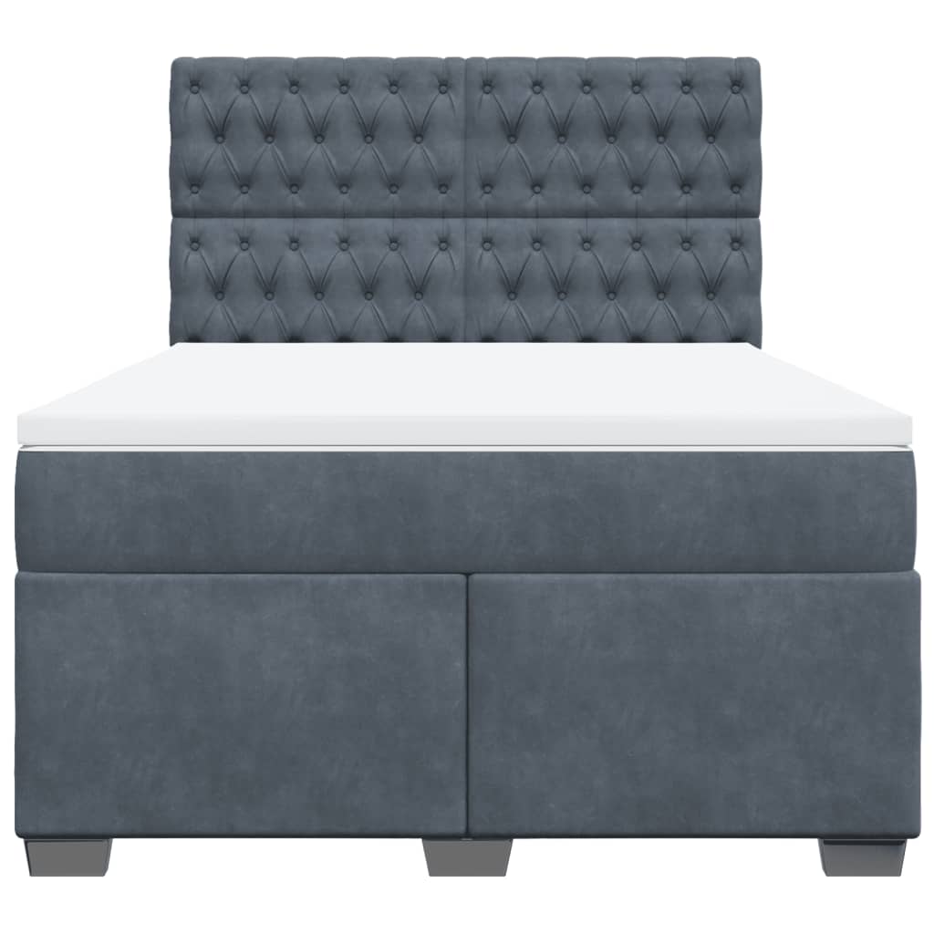 vidaXL Κρεβάτι Boxspring με Στρώμα Σκούρο Γκρι 140x200 εκ. Βελούδινο