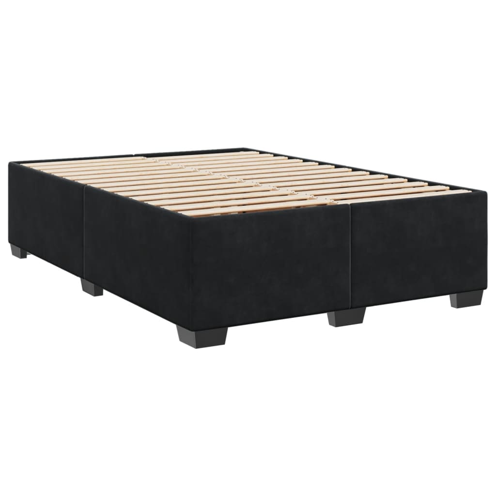 vidaXL Κρεβάτι Boxspring με Στρώμα Μαύρο 140x200 εκ. Βελούδινο