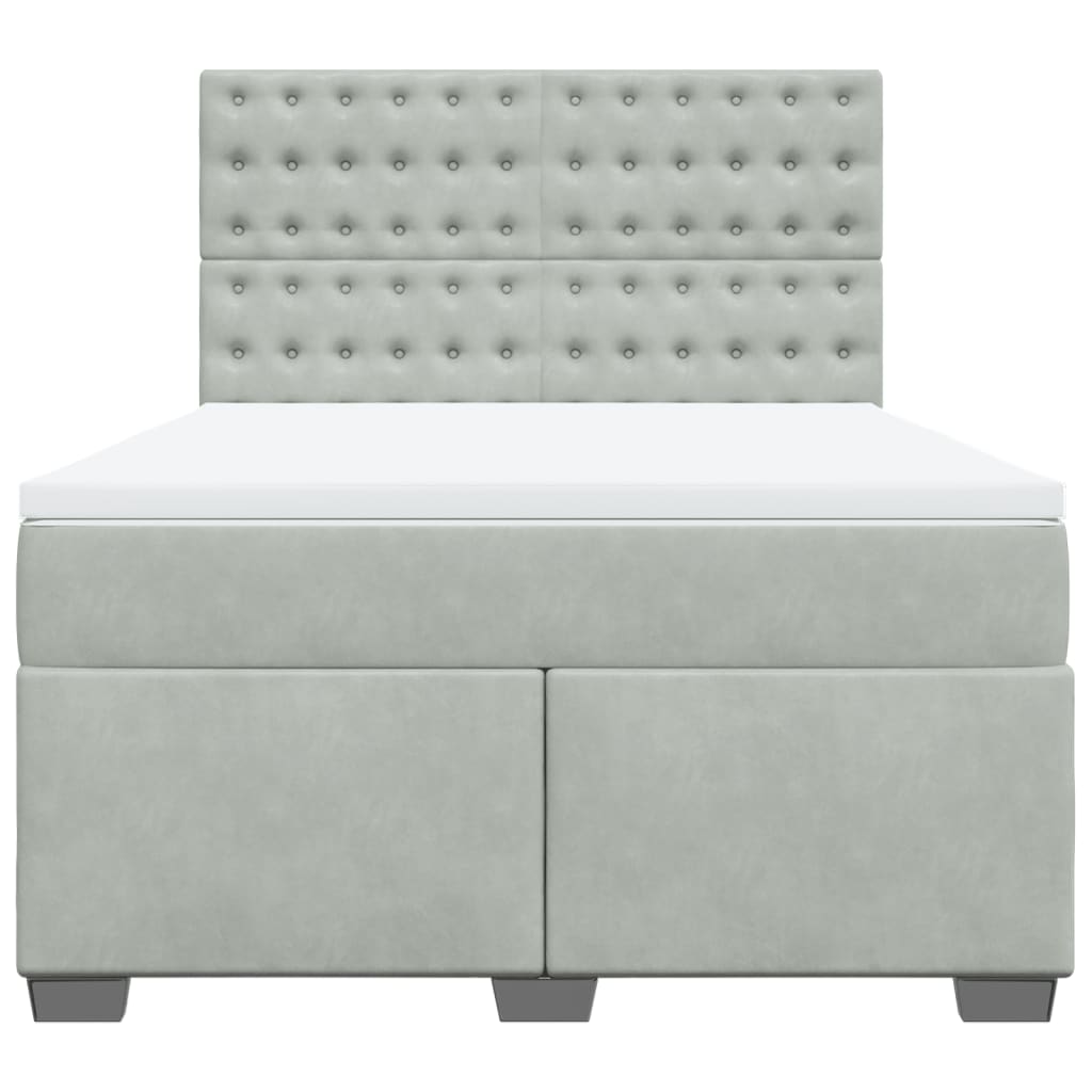 vidaXL Κρεβάτι Boxspring με Στρώμα Ανοιχτό Γκρι 140x200 εκ. Βελούδινο