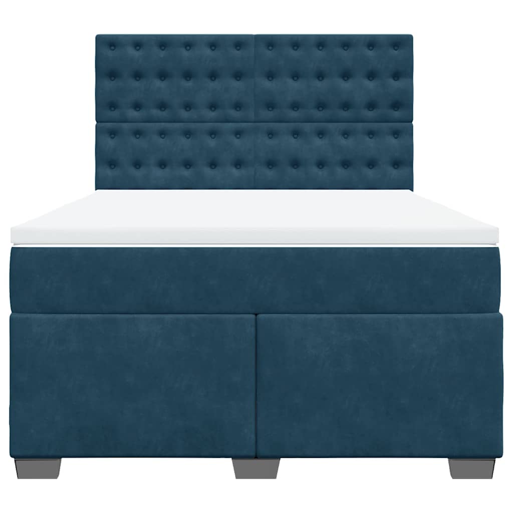 vidaXL Κρεβάτι Boxspring με Στρώμα Μπλε 140x200 εκ. Βελούδινο