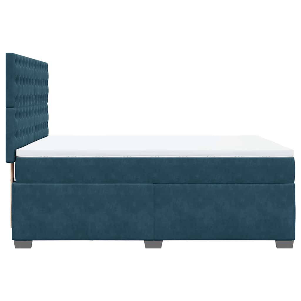 vidaXL Κρεβάτι Boxspring με Στρώμα Μπλε 140x200 εκ. Βελούδινο